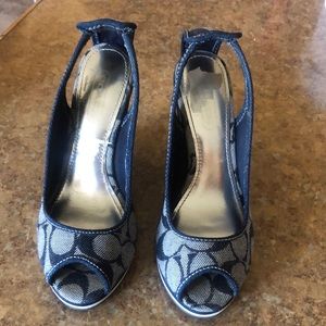 Blue jeans style coach wedge size 5 1/2